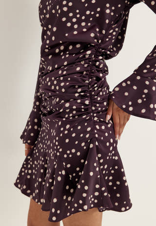 Ruched Front Short Dress Patterned
