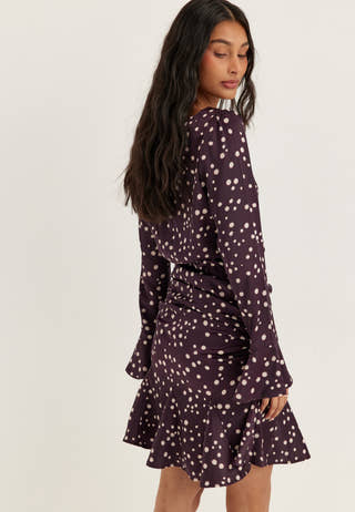 Ruched Front Short Dress Patterned