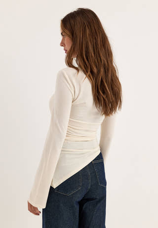 Asymmetric Long Sleeve Top White