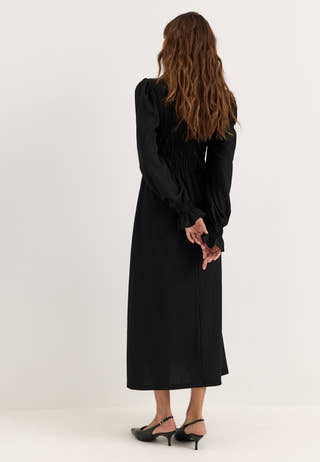 Long Sleeve Smock Dress Black