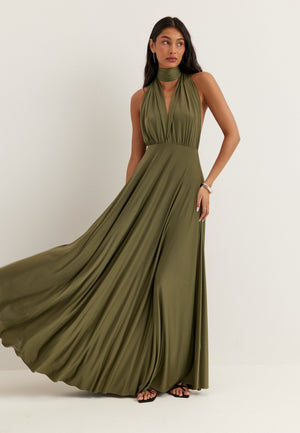 Multi Tie Soft Gown Green