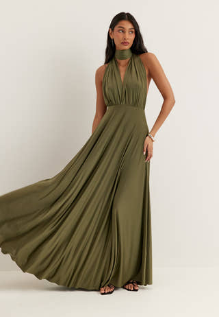 Multi Tie Soft Gown Green