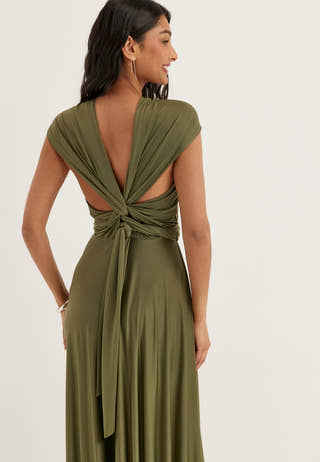 Multi Tie Soft Gown Green