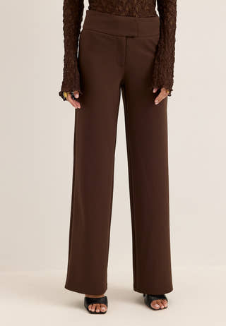 Soft Suit Wide Trousers Brown