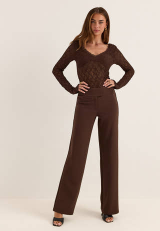 Soft Suit Wide Trousers Brown