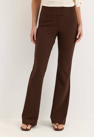 Soft Suit Flared Trousers Brown