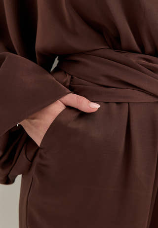Satin Bubble Hem Jumpsuit Brown