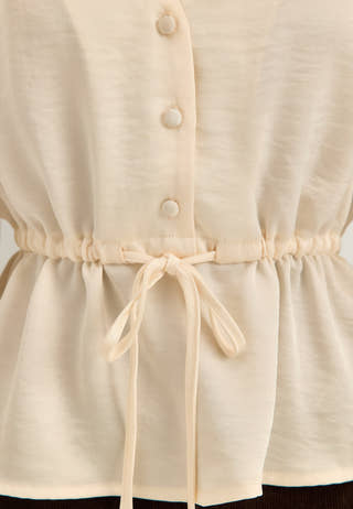 Satin Puff Sleeve Blouse White