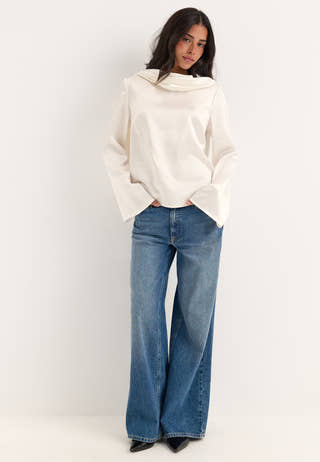 Satin Scarf Blouse White