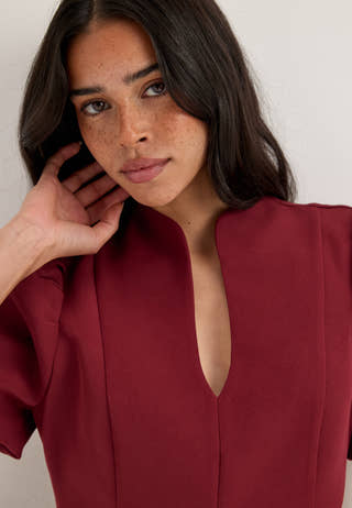 Shaped Mini Dress Red