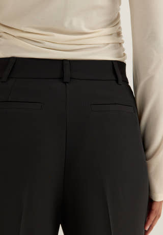High Waist Wide Suit Trousers Black