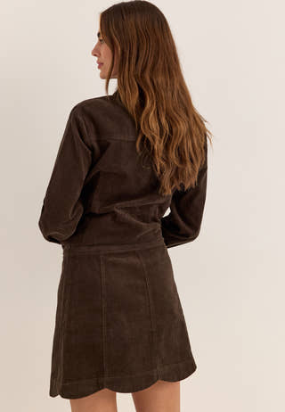 Corduroy Mini Skirt Brown