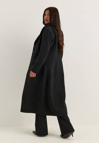 Shaped Wool Blend Coat Black