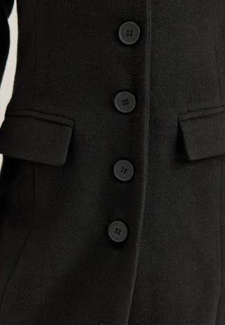 Shaped Wool Blend Coat Black