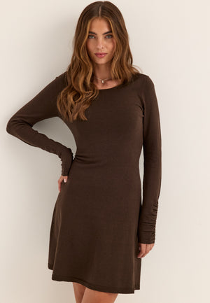 Knitted Short Dress Brown
