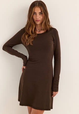 Knitted Short Dress Brown