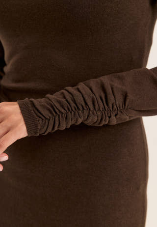 Knitted Short Dress Brown