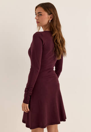 Knitted Short Dress Red