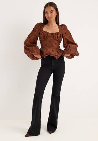 Corset Puff Sleeve Blouse Purple