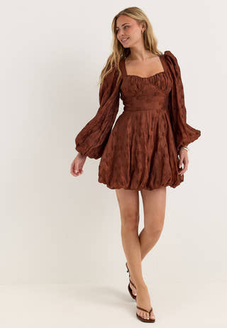 Corset Puff Sleeve Mini Dress Purple