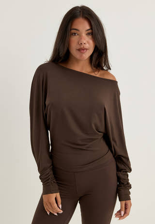 Modal Batwing LS Top Brown