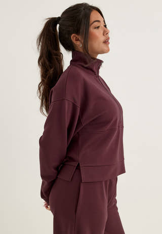 High Collar Half Zip Sweater Purple