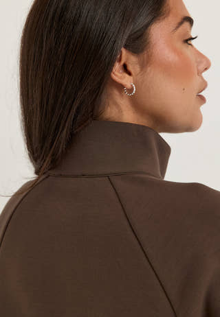 Bubble-hem Bomber Jacket Brown