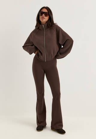 Bubble-hem Bomber Jacket Brown
