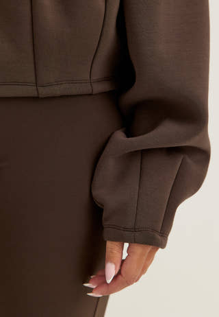 Bubble-hem Bomber Jacket Brown