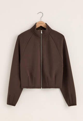 Bubble-hem Bomber Jacket Brown
