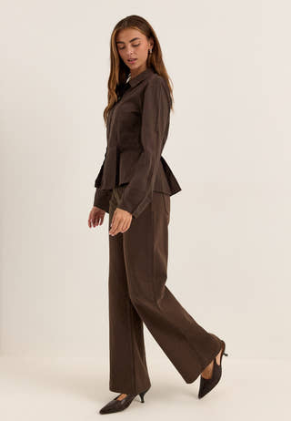 Peplum Cotton Shirt Brown