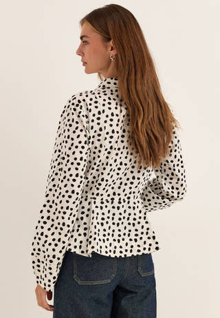 Peplum Cotton Shirt Patterned