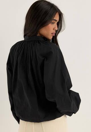 Balloon Cotton Shirt Black