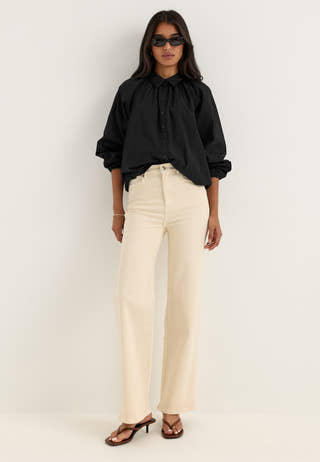 Balloon Cotton Shirt Black