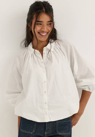 Balloon Cotton Shirt White