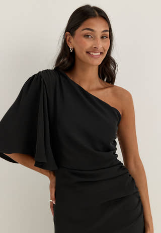 Ruched One Shoulder Maxi Dress
