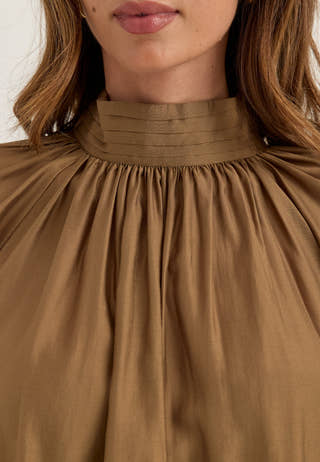 Sheer Flowy Blouse Brown