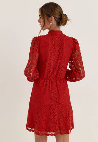 Frill Lace Dress Red
