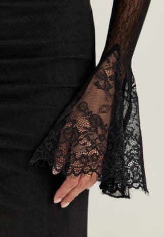 Lace Sleeve Ankle Dress Black