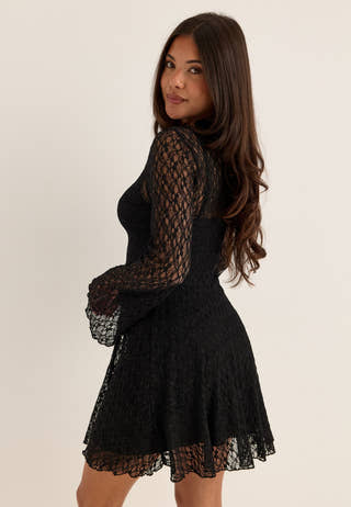 Lace Mini Dress Black