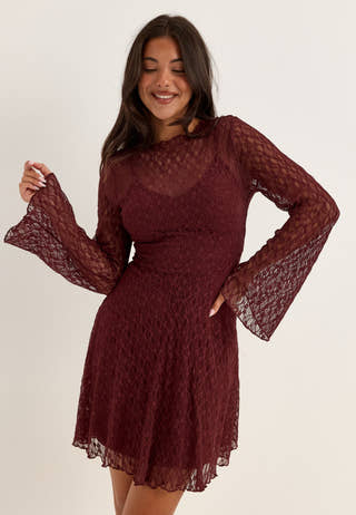 Lace Mini Dress Red