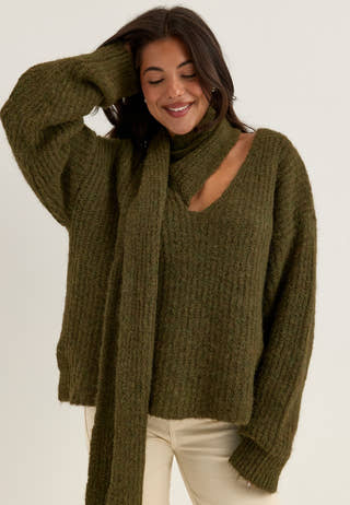 Knitted Scarf Sweater Green