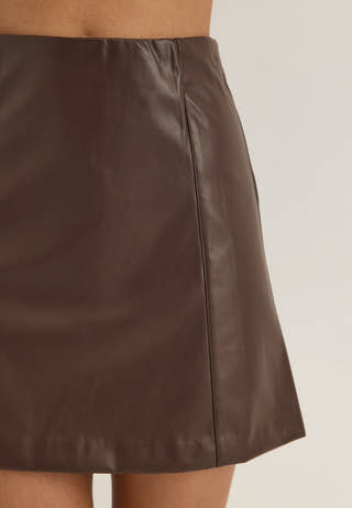 PU Mini Skirt Brown