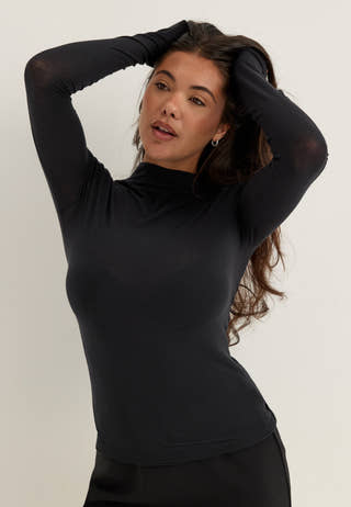 Long Sleeve Modal Top Black