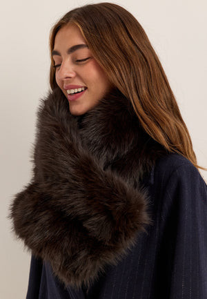 Faux Fur Scarves Brown
