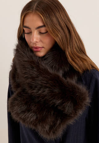 Faux Fur Scarves Brown