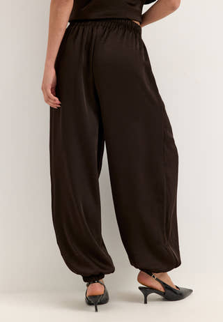 Satin Balloon Trousers Brown