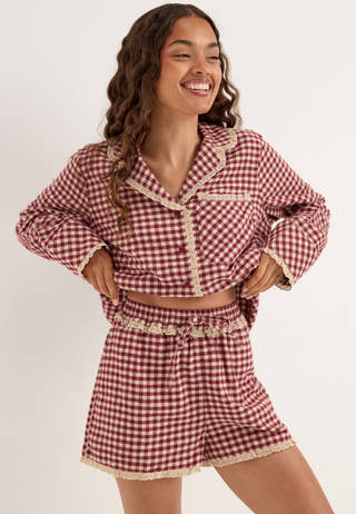 Lisandra Flannel Pajama Shorts Patterned