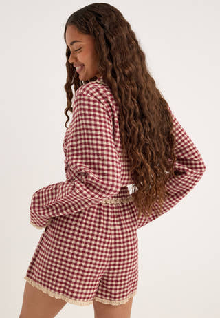 Lisandra Flannel Pajama Shorts Patterned