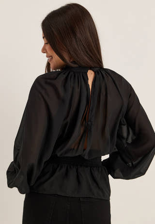 Draped Blouse Black
